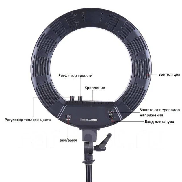 Профессиональная кольцевая светодиодная LED лампа CY-R50L на штативе (PV-14010092) - изображение 9