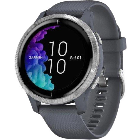 Спортивні годинник Garmin Venu Silver Stainless Steel Bezel w. Granite Blue and Silicone B. (010-02173-01/010-02173-03) - зображення 2