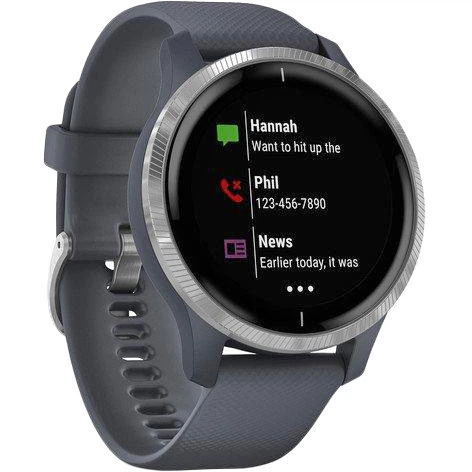 Спортивні годинник Garmin Venu Silver Stainless Steel Bezel w. Granite Blue and Silicone B. (010-02173-01/010-02173-03) - зображення 3