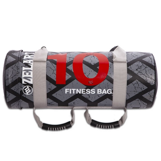 Мішок для кросфіту та фітнесу Zelart Power Bag Deluxe (PVC, нейлон, вага 10кг, чорний-червоний) - зображення 4