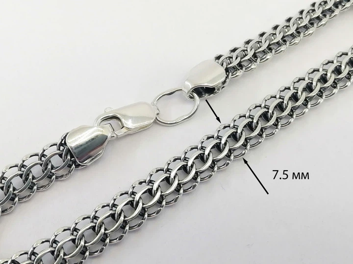 Серебряная цепь 925 пробы Питон (Венеция) 50см /8мм чернёный - изображение 3