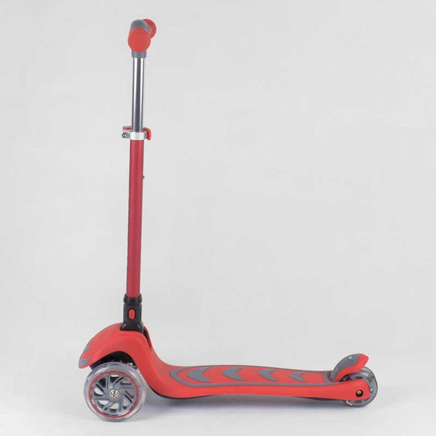 Детский трехколесный самокат Best Scooter 92606 со складным рулем и светящимися колесами, Красный - изображение 2