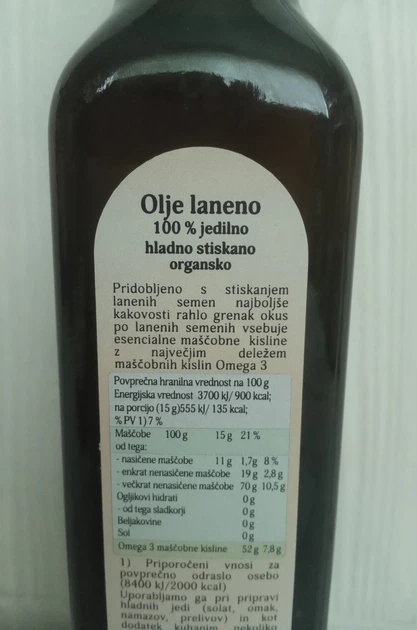 Льняное масло холодного отжима Vita D'oro Olej Laneno hladno stiskano 250ml - изображение 3