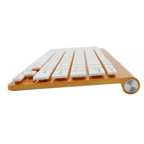 Беспроводная клавиатура и мышь KeyBoard 908 Золотая с белым - изображение 4