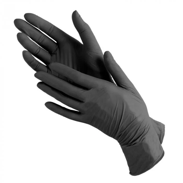 Перчатки нитриловые неопудренные Care365 STANDART , Черные (100 шт/уп) , размер S - изображение 1