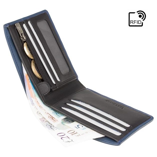 Мужской кожаный кошелек Visconti VSL33 (Steel Blue-Black) - изображение 4