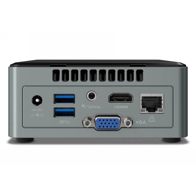Неттоп Intel NUC (BOXNUC6CAYH); Intel Celeron J3455 (1.5-2.3 ГГц) / без ОЗУ (2xSO-DIMM) / без HDD (SATA) / без ОП / INTEL HD Graphics / LAN / Wi-Fi / Bluetooth / кардридер / без ОС / черно-серый - изображение 3