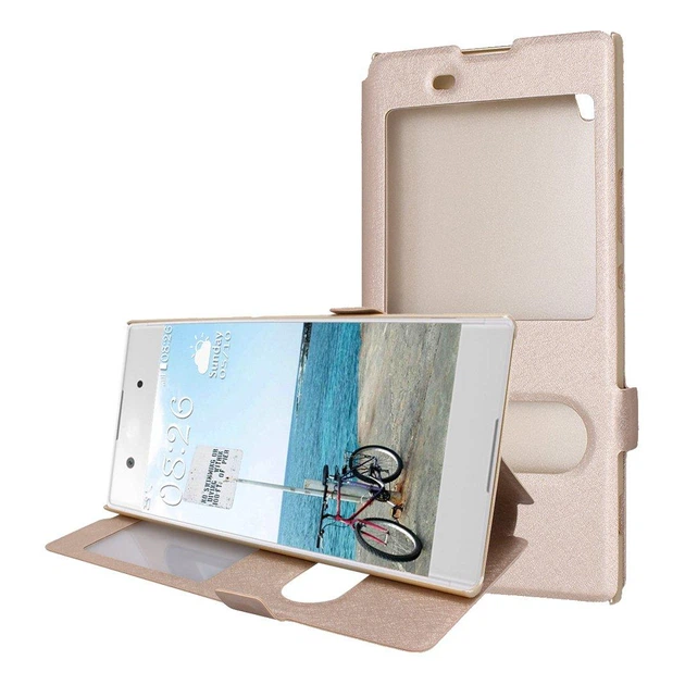Чохол Window для Sony Xperia XA1 Ultra G3212 / G3221 / G3223 / G3226 книжка з віконцем Gold - Фото 1 Чохол Window для Sony Xperia XA1 Ultra G3212 / G3221 / G3223 / G3226 книжка з віконцем Gold - зображення 1