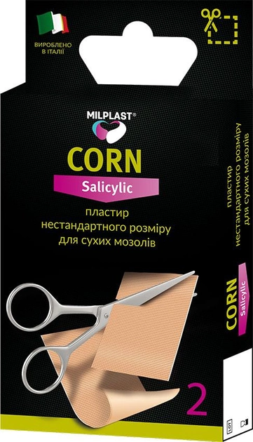 Пластир нестандартного розміру Milplast Corn Salicylic для сухих мозолів 2 шт. (8017990118907) - зображення 1