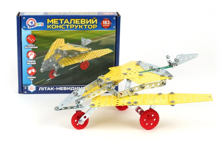 Конструктор металлический «Самолет-невидимка», 183 детали 4869 - Фото 1 Конструктор металлический «Самолет-невидимка», 183 детали 4869 - изображение 1