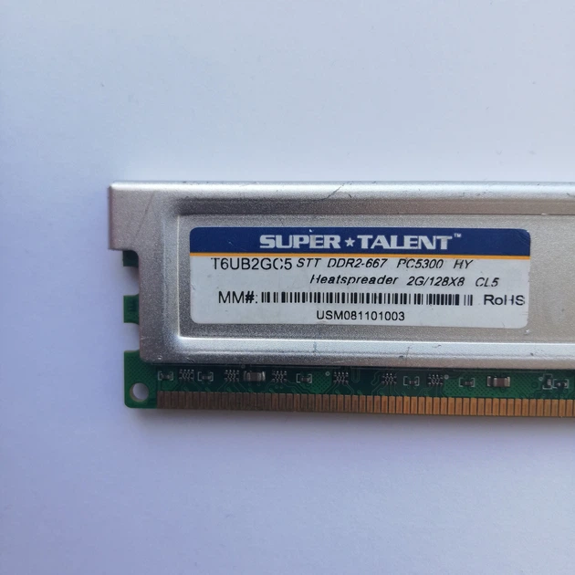 Игровая оперативная память Super Talent DDR2 2Gb 800MHz PC2 6400U CL5 (T8UB2GC5) Б/У - изображение 2