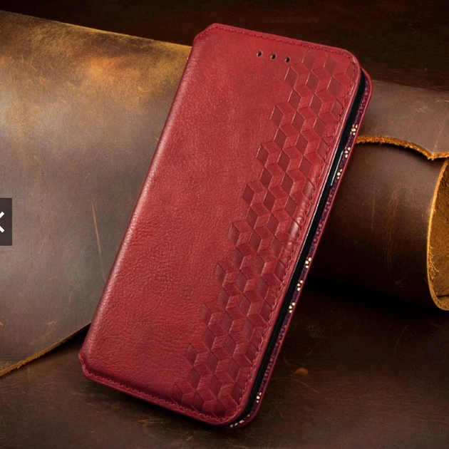 Кожаный чехол-книжка GETMAN Cubic (PU) для Xiaomi Redmi Note 9 / Redmi 10X Красный - изображение 2