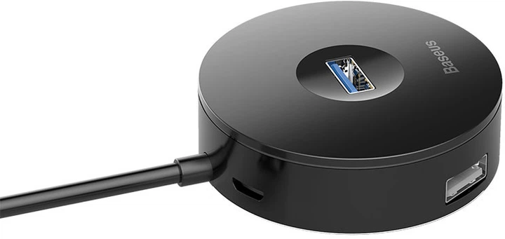Адаптер Baseus Round Box USB Type-C — USB 3.0/3 х USB 2.0/microUSB Black (CAHUB-G01) - зображення 4