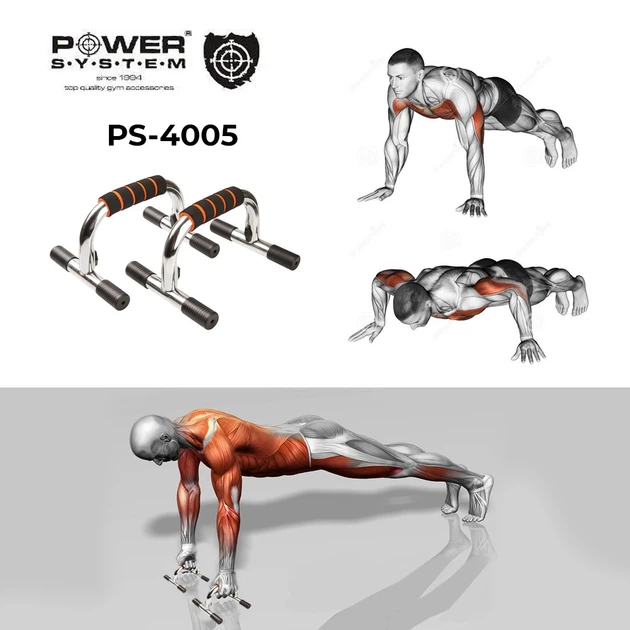 Упоры для отжиманий от пола Power System Push Up Stand PS-4005 Steel - Фото 4 Упоры для отжиманий от пола Power System Push Up Stand PS-4005 Steel - изображение 4