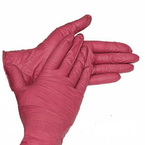 Перчатки одноразовые нитриловые не опудренные «Престиж Медикал» бордовые L (100 шт., 50 пар, плотность 4 г) - зображення 1