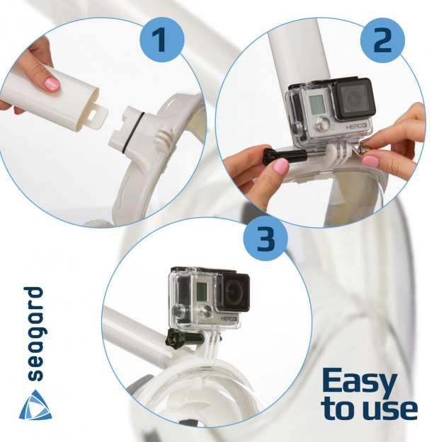 Детская маска для плавания Seagard Easybreath-II полнолицевая для дайвинга с креплением для камеры XS - Фото 3 Детская маска для плавания Seagard Easybreath-II полнолицевая для дайвинга с креплением для камеры XS - изображение 3
