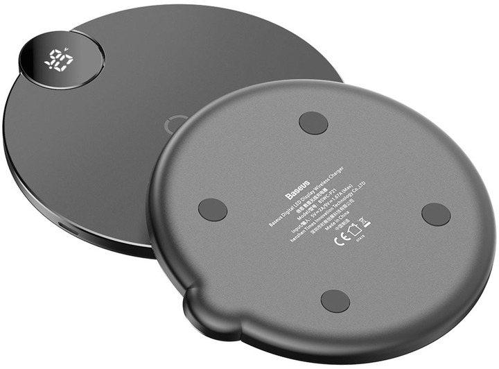 Бездротовий зарядний пристрій Baseus Digtal LED Display Wireless Charger Black (WXSX-01) - зображення 3