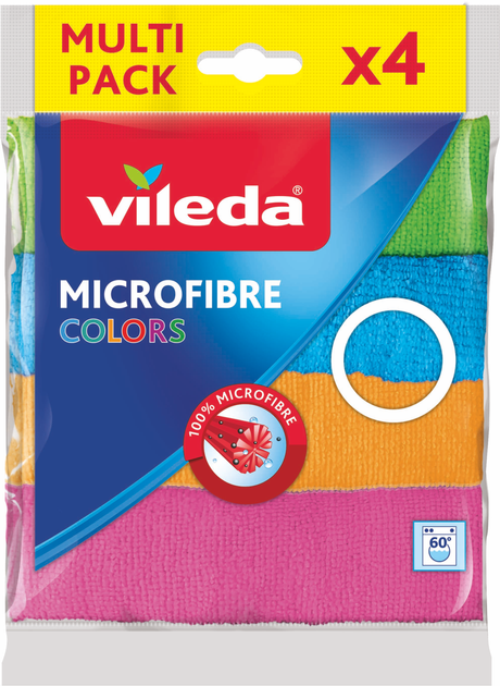 Салфетка микрофибра Vileda Microfibre Color 4 шт (4023103192577) – в  интернет-магазине ROZETKA