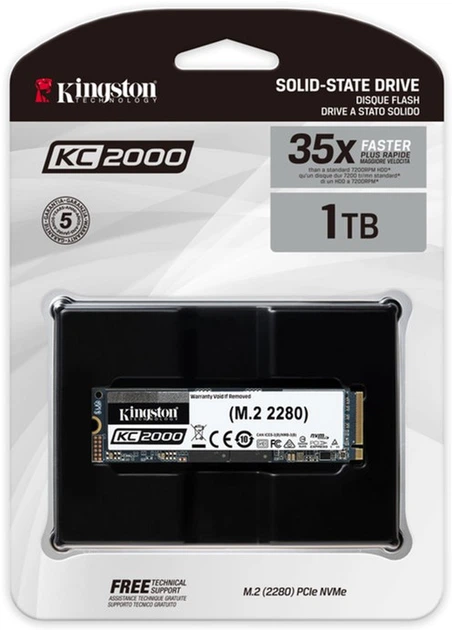 SSD диск Kingston KC2000 1TB NVMe M.2 2280 PCIe 3.0 x4 3D NAND TLC