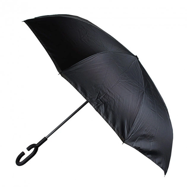 Зонт обратного сложения наоборот Up-Brella умный антизонт женский (смарт зонт) Чёрный - Фото 2 Зонт обратного сложения наоборот Up-Brella умный антизонт женский (смарт зонт) Чёрный - изображение 2
