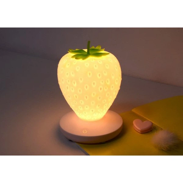 Силиконовый LED светильник-ночник с аккумулятором Клубника. Белый - изображение 3