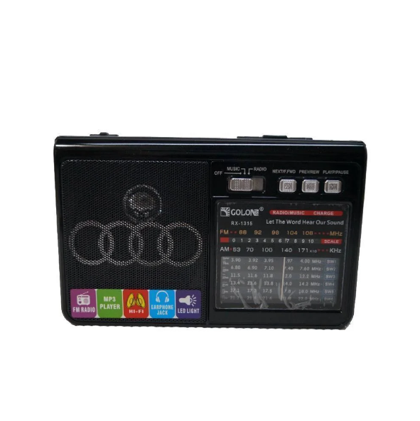 Радіоприймач акумуляторний колонка Golon RX-1313 MP3 USB Black SD - Фото 1 Радіоприймач акумуляторний колонка Golon RX-1313 MP3 USB Black SD - зображення 1