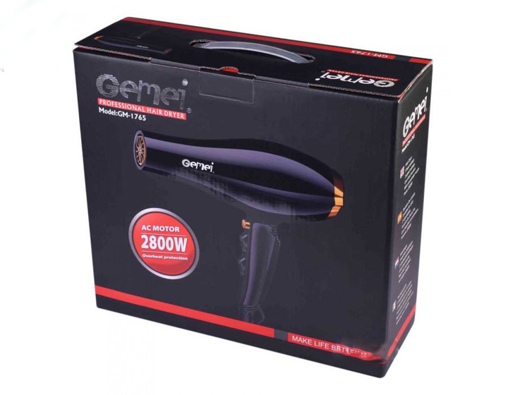 Фен для волос Gemei GM-1765, 2800W, мощный, универсальный - изображение 3