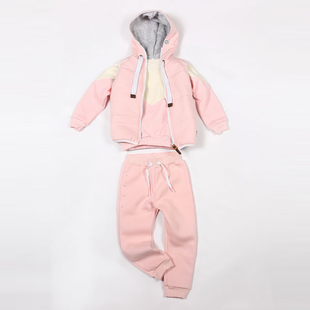 Костюм (штаны + джемпер + жилет) Little Bunny тройка 98см Пудровый (918016) 