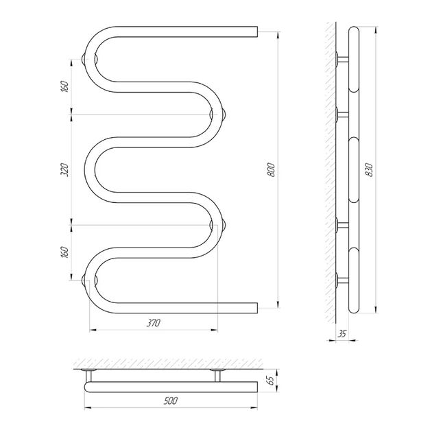 Полотенцесушитель Laris Змеевик 30 РС5 500x800 1/2'' 71207236 - изображение 2