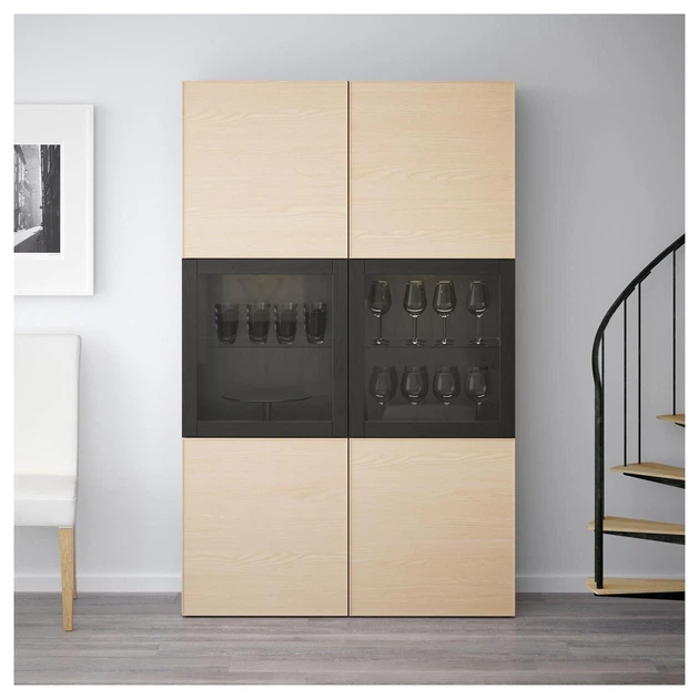 Сервант IKEA (ІКЕА) BESTÅ 120х40х192см Inviken ясеневий шпон чорно-коричневий (492.055.14) - Фото 2 Сервант IKEA (ІКЕА) BESTÅ 120х40х192см Inviken ясеневий шпон чорно-коричневий (492.055.14) - зображення 2
