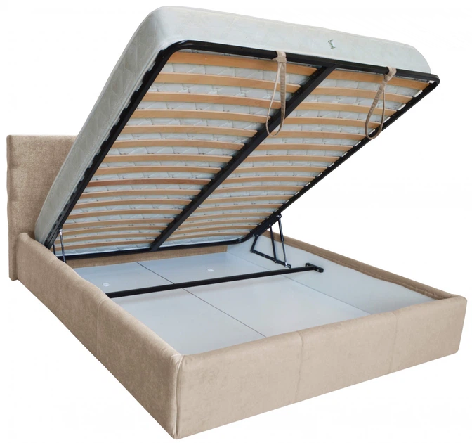 Кровать Двуспальная Manchester Comfort 160 х 200 см Мисти Milk A1 С подъемным механизмом и нишей для белья Бежевая - Фото 4 Кровать Двуспальная Manchester Comfort 160 х 200 см Мисти Milk A1 С подъемным механизмом и нишей для белья Бежевая - изображение 4