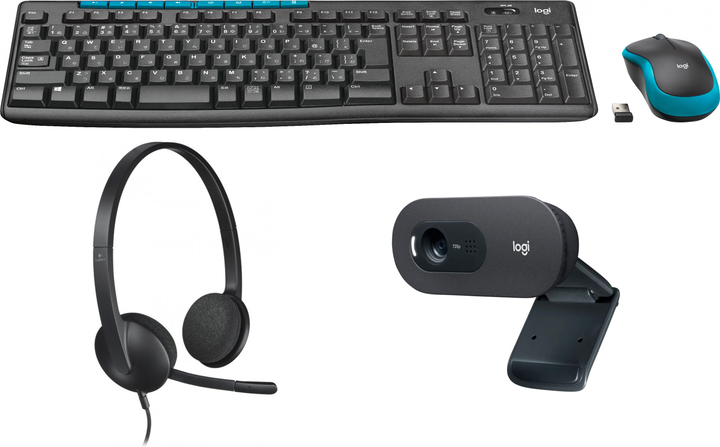 Комплект 4 в 1 Logitech Wireless Combo MK275 (920-008535) + вебкамера C505 HD (960-001364) + наушники Headset H340 (981-000475) - изображение 1