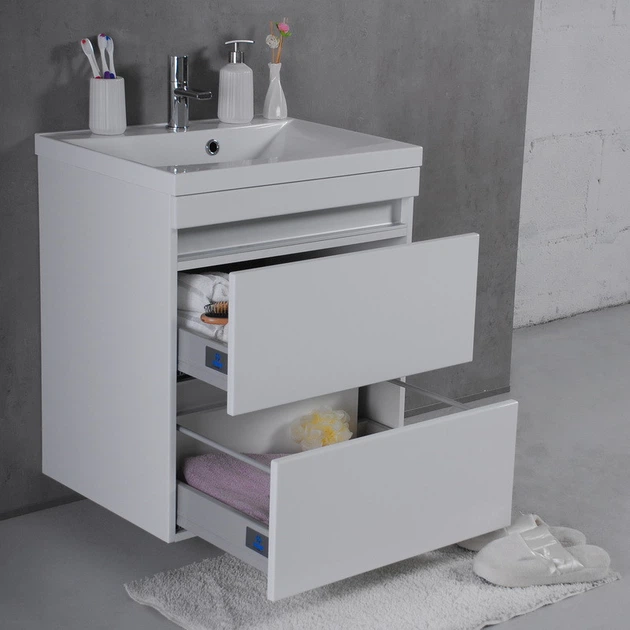 Тумба Fancy Marble Borneo подвесная белая с умывальником Lucia 60 см - изображение 2