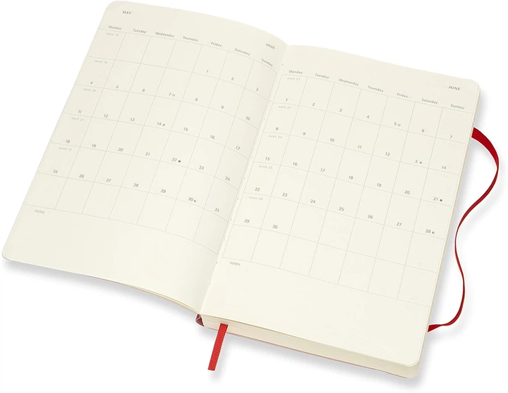 Ежедневник Moleskine 2020 13 х 21 см 400 страниц Красный Мягкая обложка (8058647628806) - Фото 3 Ежедневник Moleskine 2020 13 х 21 см 400 страниц Красный Мягкая обложка (8058647628806) - изображение 3
