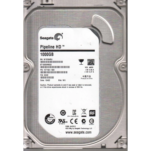 Накопитель HDD SATA 1.0TB Seagate Pipeline HD 5900rpm 64MB (ST1000VM002) Refurbished - Фото 1 Накопитель HDD SATA 1.0TB Seagate Pipeline HD 5900rpm 64MB (ST1000VM002) Refurbished - изображение 1
