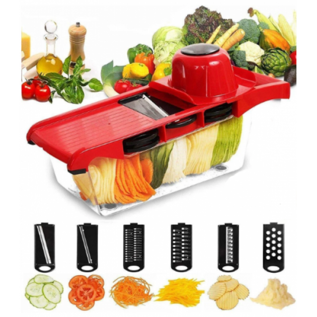Овочерізка для овочів і фруктів ALLS Mandoline Slicer 6in1 Слайсер терка c контейнером - Фото 5 Овочерізка для овочів і фруктів ALLS Mandoline Slicer 6in1 Слайсер терка c контейнером - зображення 5