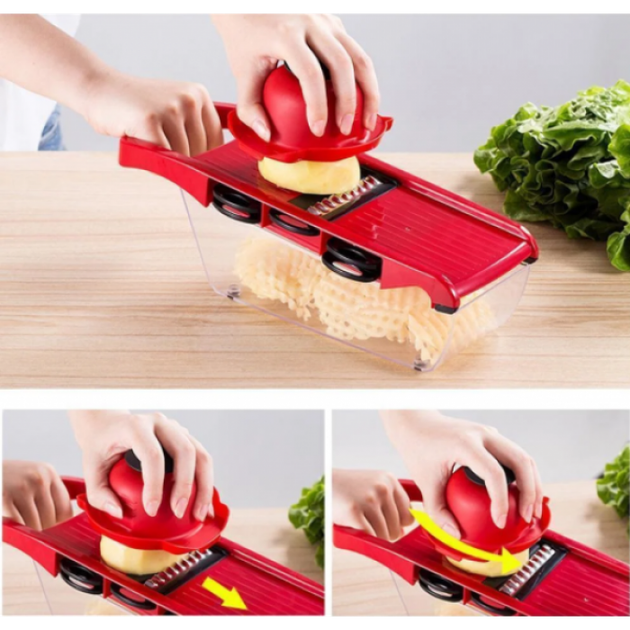 Овочерізка для овочів і фруктів ALLS Mandoline Slicer 6in1 Слайсер терка c контейнером - Фото 7 Овочерізка для овочів і фруктів ALLS Mandoline Slicer 6in1 Слайсер терка c контейнером - зображення 7