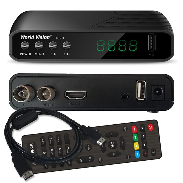 Комплект цифрового ресивера World Vision T62D + HDMI кабеля 0,8 м ...