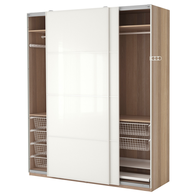 Шкаф-купе IKEA PAX Färvik белое стекло под беленый дуб 490.257.92 ...