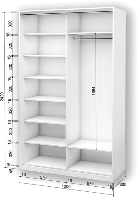 Шкаф-купе двухдверный Roko 120х242х60 см ДСП Белый (20200027350) - изображение 2