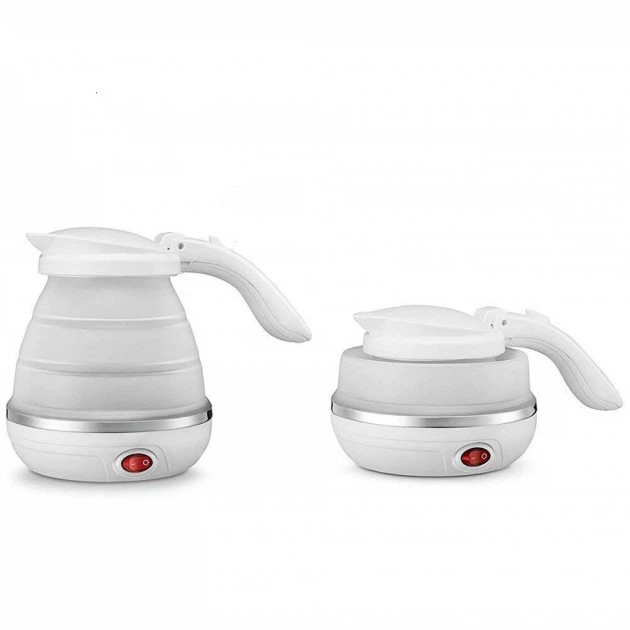 Дорожный чайник силиконовый складной дисковый 600мл 600вт 220в Foldable Travel Kettle Белый - изображение 2