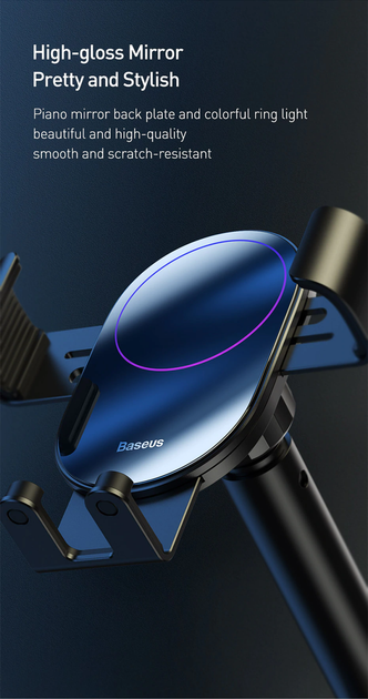 Тримач для телефону в машину BASEUS Simplism gravity car mount. Black - зображення 8