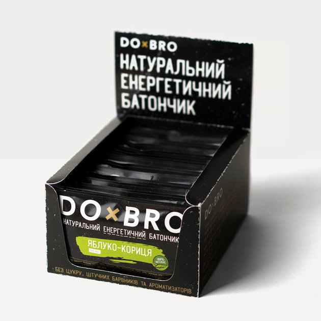 Полезные батончики без сахара DOBRO Яблоко-корица (упаковка 12 шт) (0003BOX) 