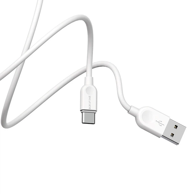 Кабель BOROFONE BX14 USB to Type-C 2.4A, 3m, PVC, TPE connectors, White (6957531090397) - Фото 6 Кабель BOROFONE BX14 USB to Type-C 2.4A, 3m, PVC, TPE connectors, White (6957531090397) - изображение 6