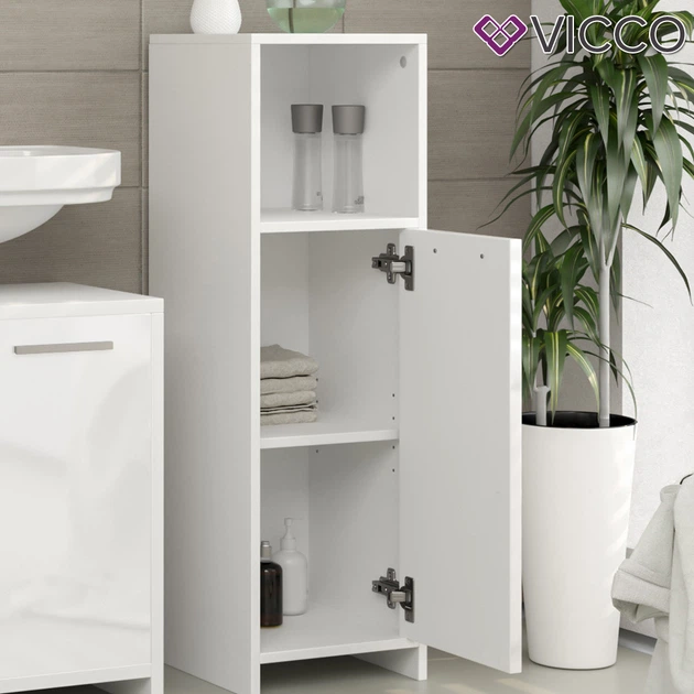 Шкаф для ванной Vicco Kiko, пенал 30x95, белый глянец - Фото 6 Шкаф для ванной Vicco Kiko, пенал 30x95, белый глянец - изображение 6