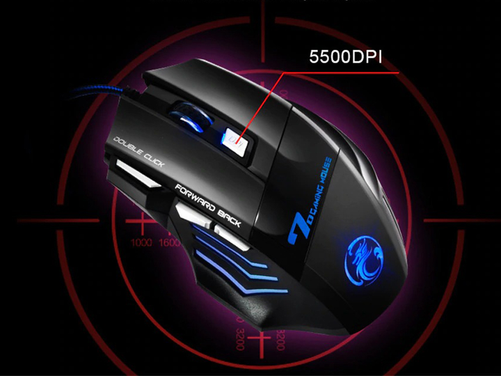 Мышь BauTech X7 5500 DPI проводная игровая бесшумная Silent With Box Черный (1008-508-01) - изображение 3
