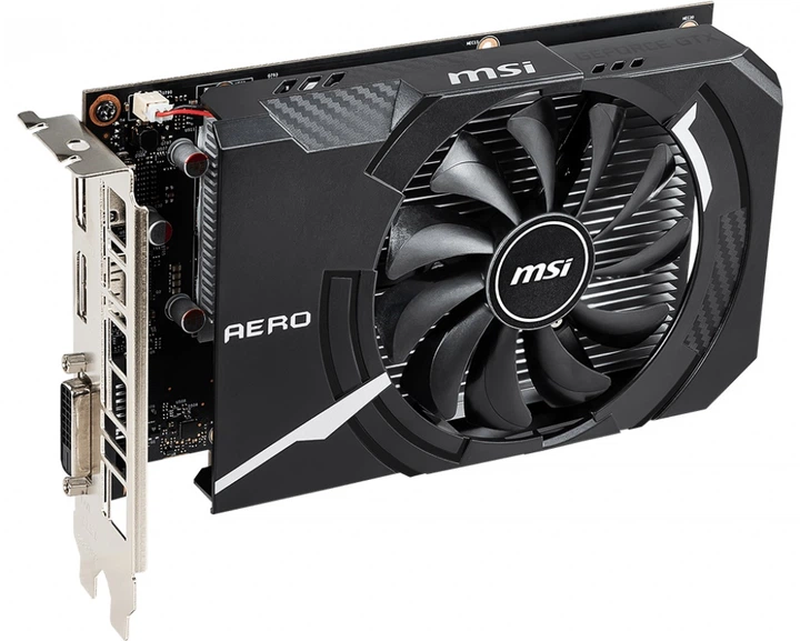 Відеокарта GF GTX 1650 4GB GDDR5 Aero ITX OC MSI (GeForce GTX 1650 AERO ITX 4G OC) - Фото 2 Відеокарта GF GTX 1650 4GB GDDR5 Aero ITX OC MSI (GeForce GTX 1650 AERO ITX 4G OC) - зображення 2