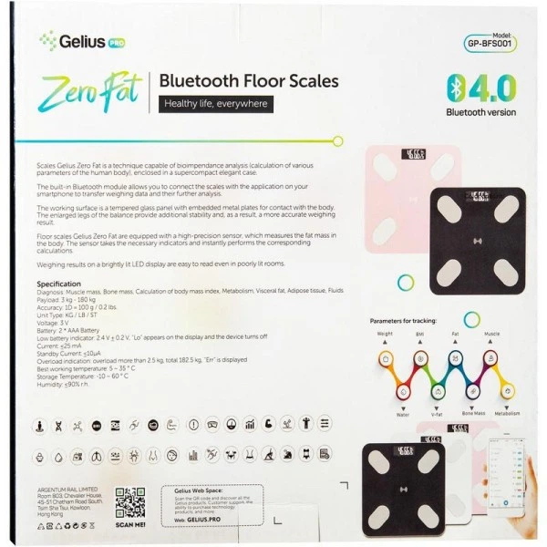 Весы Gelius Floor Scales Zero Fat GP-BS001 Black (Bluetooth) - изображение 6