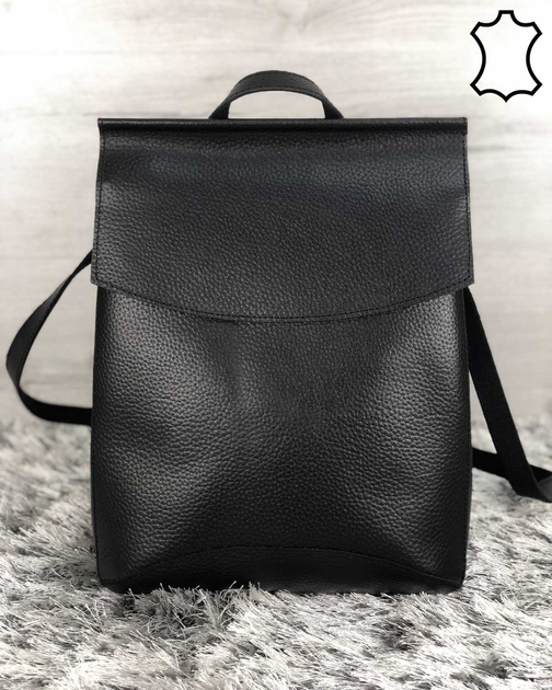 Кожаный молодежный сумка-рюкзак черного цвета от продавца: STAWBER – в .