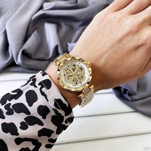 Наручний годинник AlexMosh жіночі Forsining Gold-White Flower Diamonds - зображення 4